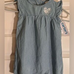 Carter's Denim Jumper Onesie with Heart Detail